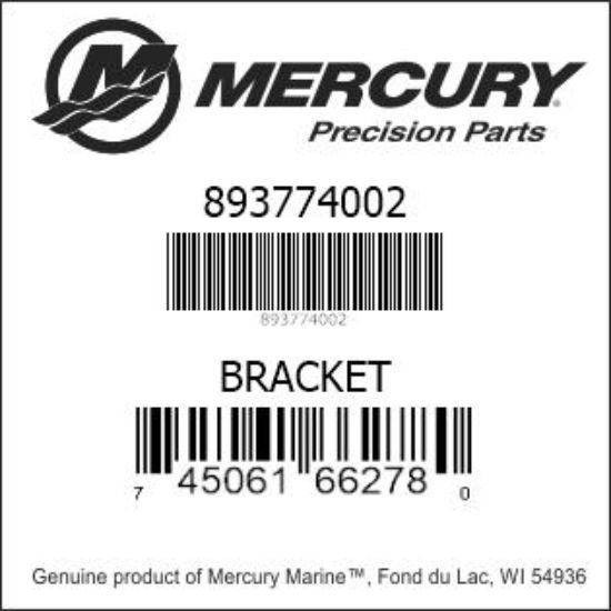 Bar codes for Mercury Marine part number 893774002