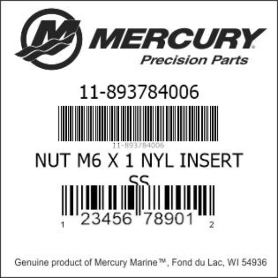 Bar codes for Mercury Marine part number 11-893784006