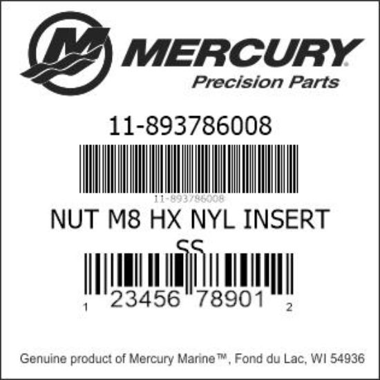 Bar codes for Mercury Marine part number 11-893786008