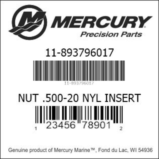 Bar codes for Mercury Marine part number 11-893796017