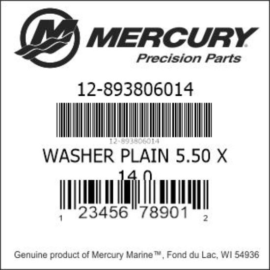 Bar codes for Mercury Marine part number 12-893806014