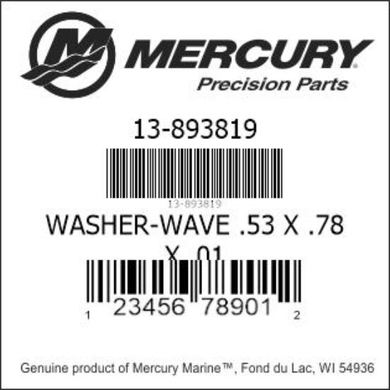Bar codes for Mercury Marine part number 13-893819