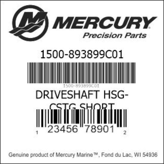 Bar codes for Mercury Marine part number 1500-893899C01