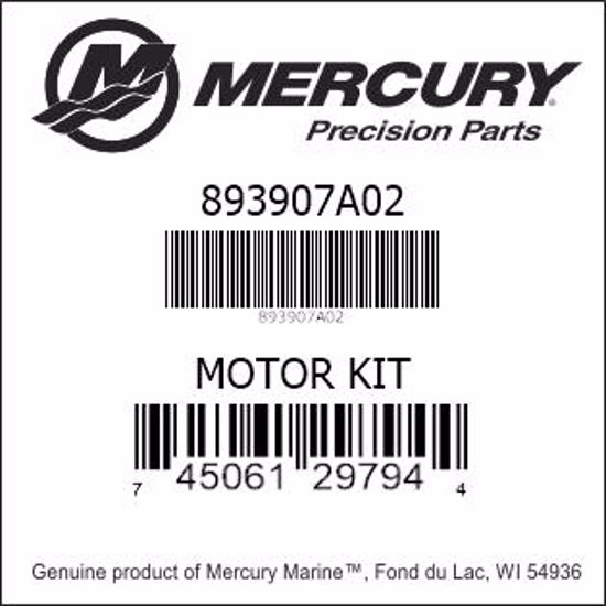 Bar codes for Mercury Marine part number 893907A02