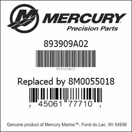 Bar codes for Mercury Marine part number 893909A02