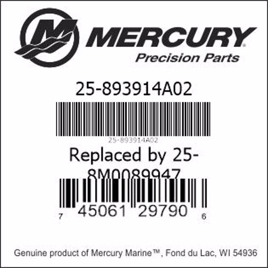Bar codes for Mercury Marine part number 25-893914A02
