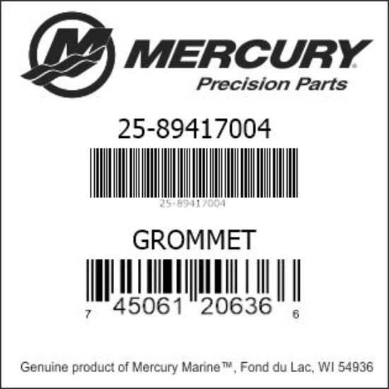 Bar codes for Mercury Marine part number 25-89417004