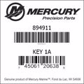 Bar codes for Mercury Marine part number 894911