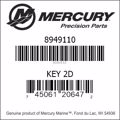 Bar codes for Mercury Marine part number 8949110