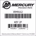 Bar codes for Mercury Marine part number 8949112