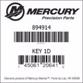 Bar codes for Mercury Marine part number 894914