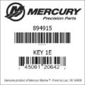 Bar codes for Mercury Marine part number 894915