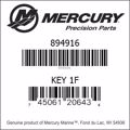 Bar codes for Mercury Marine part number 894916