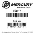 Bar codes for Mercury Marine part number 894917