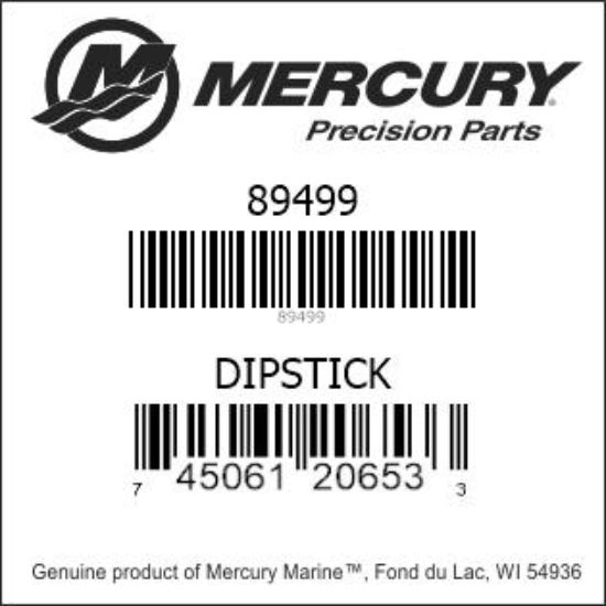 Bar codes for Mercury Marine part number 89499