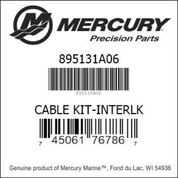 Mercury Marine part number 895131A06 CABLE KIT-INTERLK Bar codes for Mercury Marine part number 895131A06