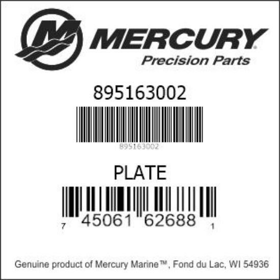 Bar codes for Mercury Marine part number 895163002