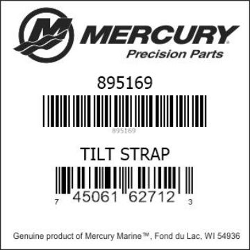 Mercury Marine part number 895169 TILT STRAP Bar codes for Mercury Marine part number 895169