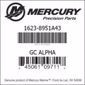 Bar codes for Mercury Marine part number 1623-8951A43