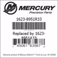 Bar codes for Mercury Marine part number 1623-8951R33