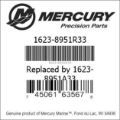 Bar codes for Mercury Marine part number 1623-8951R33