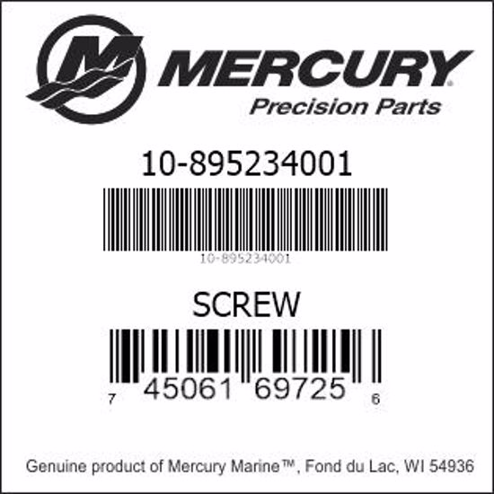 Bar codes for Mercury Marine part number 10-895234001