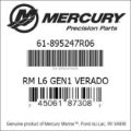 Bar codes for Mercury Marine part number 61-895247R06
