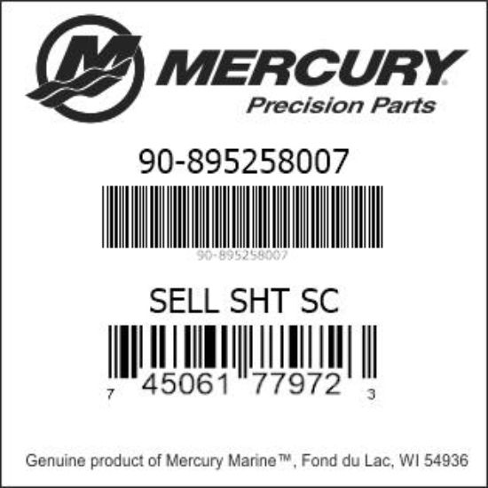 Bar codes for Mercury Marine part number 90-895258007