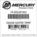 Bar codes for Mercury Marine part number 79-895287A01