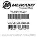 Bar codes for Mercury Marine part number 79-895289A22