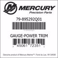 Bar codes for Mercury Marine part number 79-895292Q01