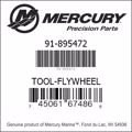 Bar codes for Mercury Marine part number 91-895472