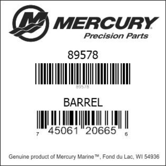 Bar codes for Mercury Marine part number 89578