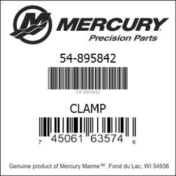 Mercury Marine part number 54-895842 CLAMP Bar codes for Mercury Marine part number 54-895842