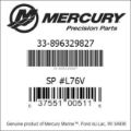 Bar codes for Mercury Marine part number 33-896329827