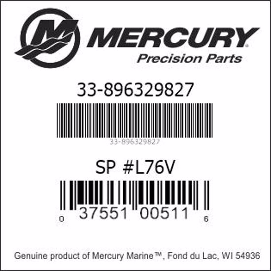 Bar codes for Mercury Marine part number 33-896329827