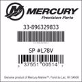 Bar codes for Mercury Marine part number 33-896329833