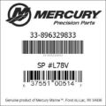 Bar codes for Mercury Marine part number 33-896329833