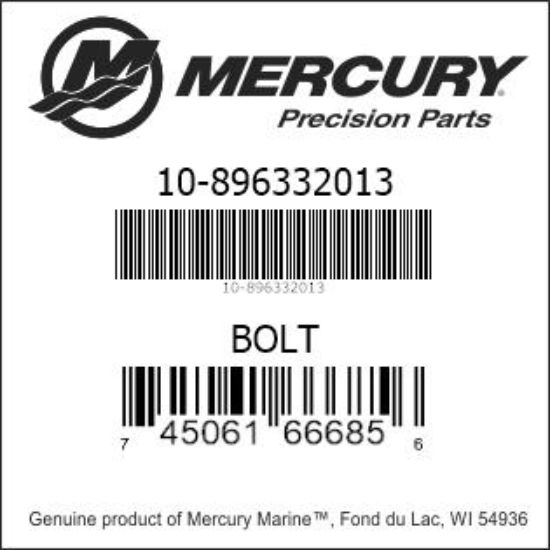 Bar codes for Mercury Marine part number 10-896332013