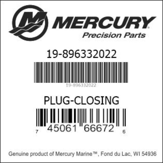 Bar codes for Mercury Marine part number 19-896332022