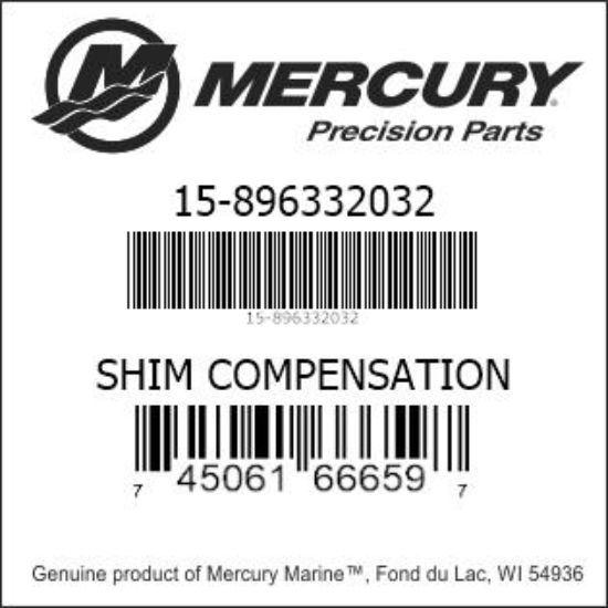 Bar codes for Mercury Marine part number 15-896332032