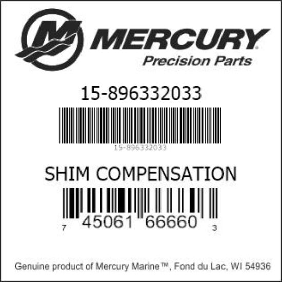 Bar codes for Mercury Marine part number 15-896332033