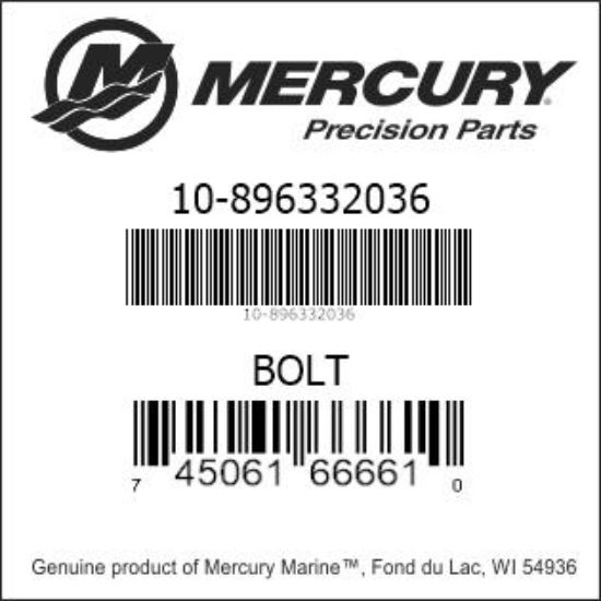 Bar codes for Mercury Marine part number 10-896332036