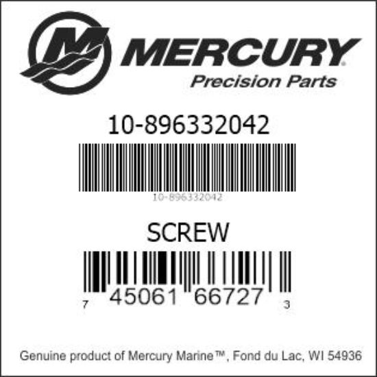 Bar codes for Mercury Marine part number 10-896332042