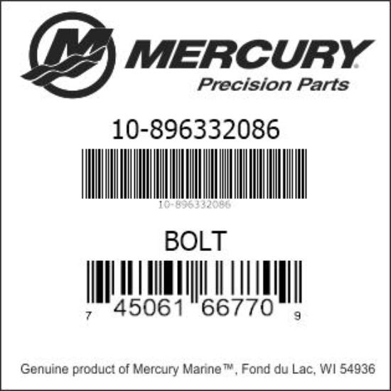 Bar codes for Mercury Marine part number 10-896332086