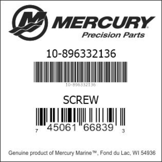 Bar codes for Mercury Marine part number 10-896332136