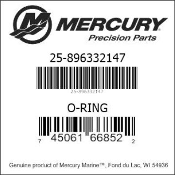 Mercury Marine part number 25-896332147 O-RING Bar codes for Mercury Marine part number 25-896332147
