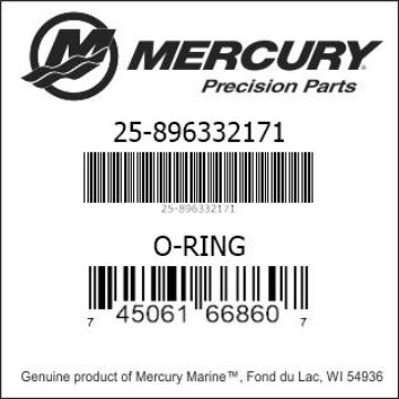 Mercury Marine part number 25-896332171 O-RING Bar codes for Mercury Marine part number 25-896332171