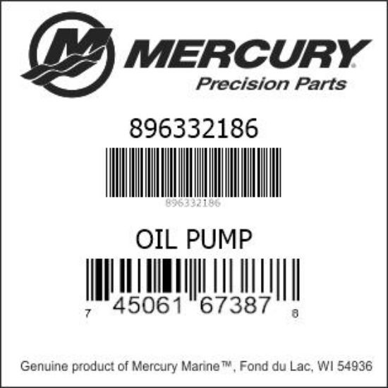 Bar codes for Mercury Marine part number 896332186