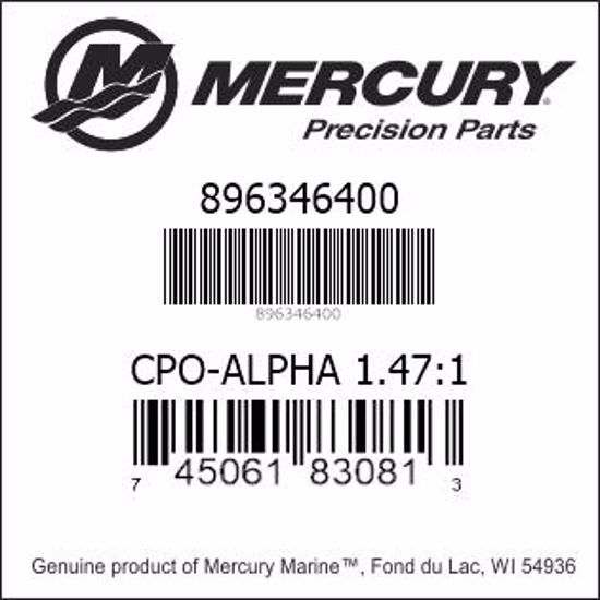 Bar codes for Mercury Marine part number 896346400